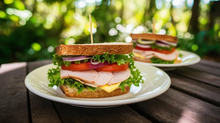 Fresh turkey sandwich with lettuce and tomato